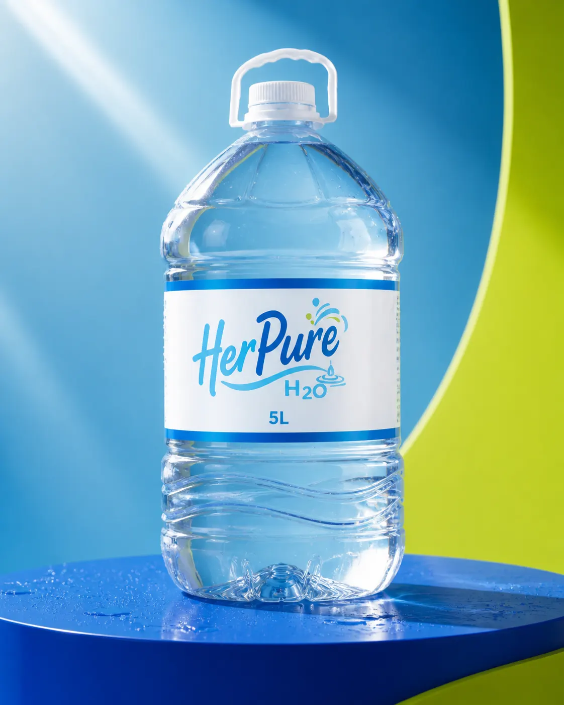 Her Pure 5L bottled water with a carry handle